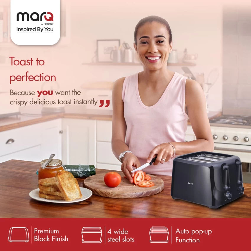 MarQ by Flipkart Colossus 4 Slice 1400 W Pop Up Toaster  (Carbon Black) 4.1291 Ratings & 40 Reviews