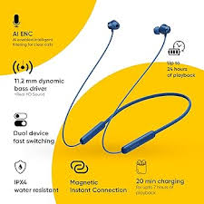 realme Buds Wireless 2S with Dual Device Switching & Type C Fast Charge Bluetooth Headset  (Black, Yellow, In the Ear)