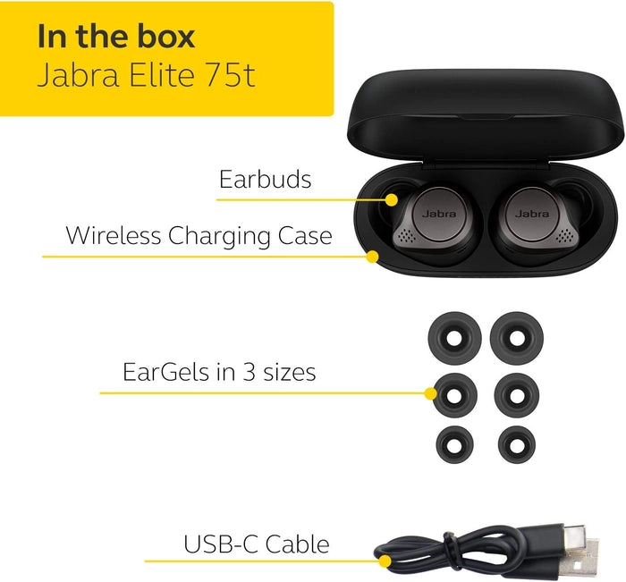 Jabra Elite Active 75t True Wireless In Ear Bluetooth Sports Earbuds With Mic, Compact Design, 4th Generation, Voice Assistant Enabled, 28 Hours Battery,