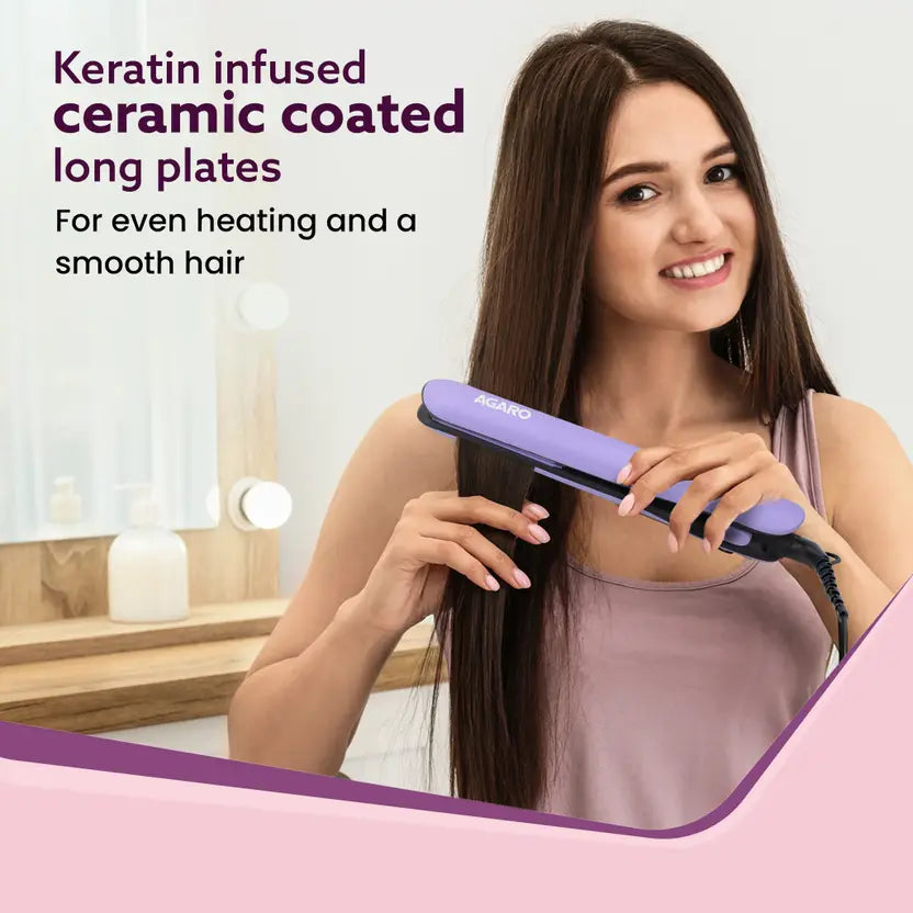 AGARO Keratin Infused Ceramic Coated Plates, Fast PTC Heating, HS1917 Hair Straightener