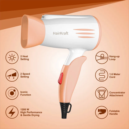 HairKraft HKD1240 Hair Dryer  (1200 W, White and Peach)#JustHere