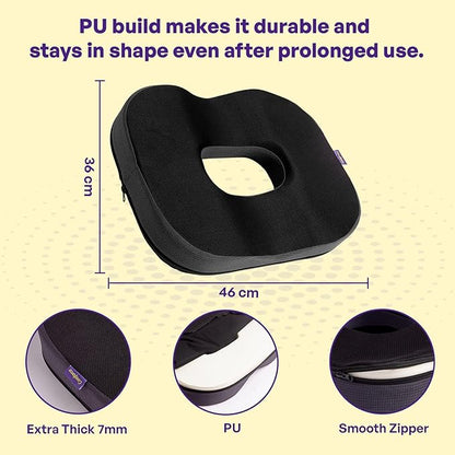 Careforce Donut Pillow for Tailbone Pain Orthopedic Coccyx Cushion for Tailbone Pain for Sitting Soft PU Donut Cushion Pillow for Piles, Hemorrhoid, L