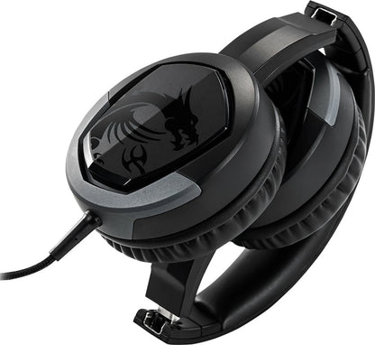 MSI Gaming Detachable Microphone Lightweight and Foldable Headband Design 7.1 Surround Sound Stereo Gaming Headphone (Immerse GH30), Black
