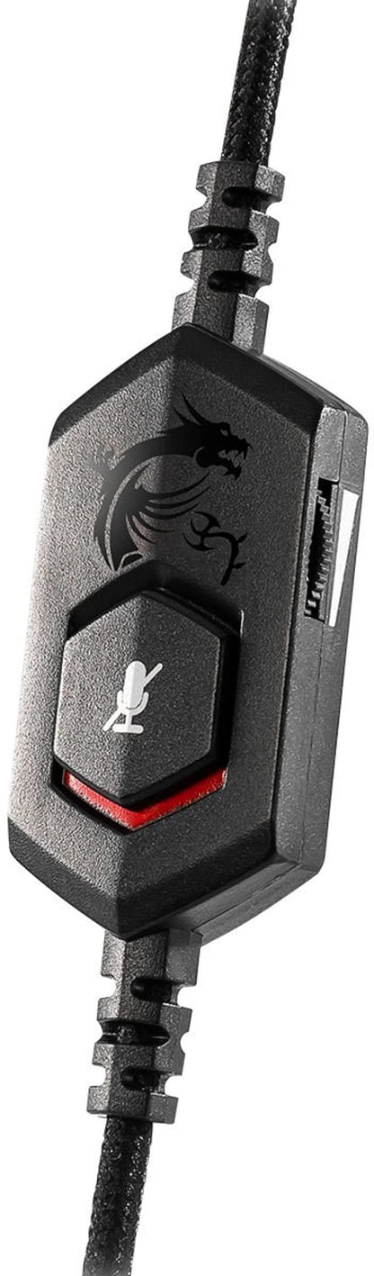 MSI Gaming Detachable Microphone Lightweight and Foldable Headband Design 7.1 Surround Sound Stereo Gaming Headphone (Immerse GH30), Black