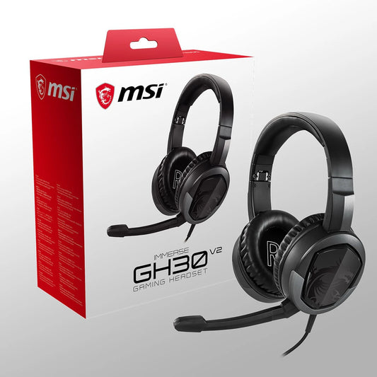 MSI Gaming Detachable Microphone Lightweight and Foldable Headband Design 7.1 Surround Sound Stereo Gaming Headphone (Immerse GH30), Black