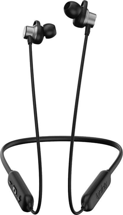 INFINITY Tranz N400 with 36 Hr Playtime, Fast Charge, Deep Bass, Dual EQ, IPX5 Sweatproof Bluetooth Headset (Black, In the Ear)