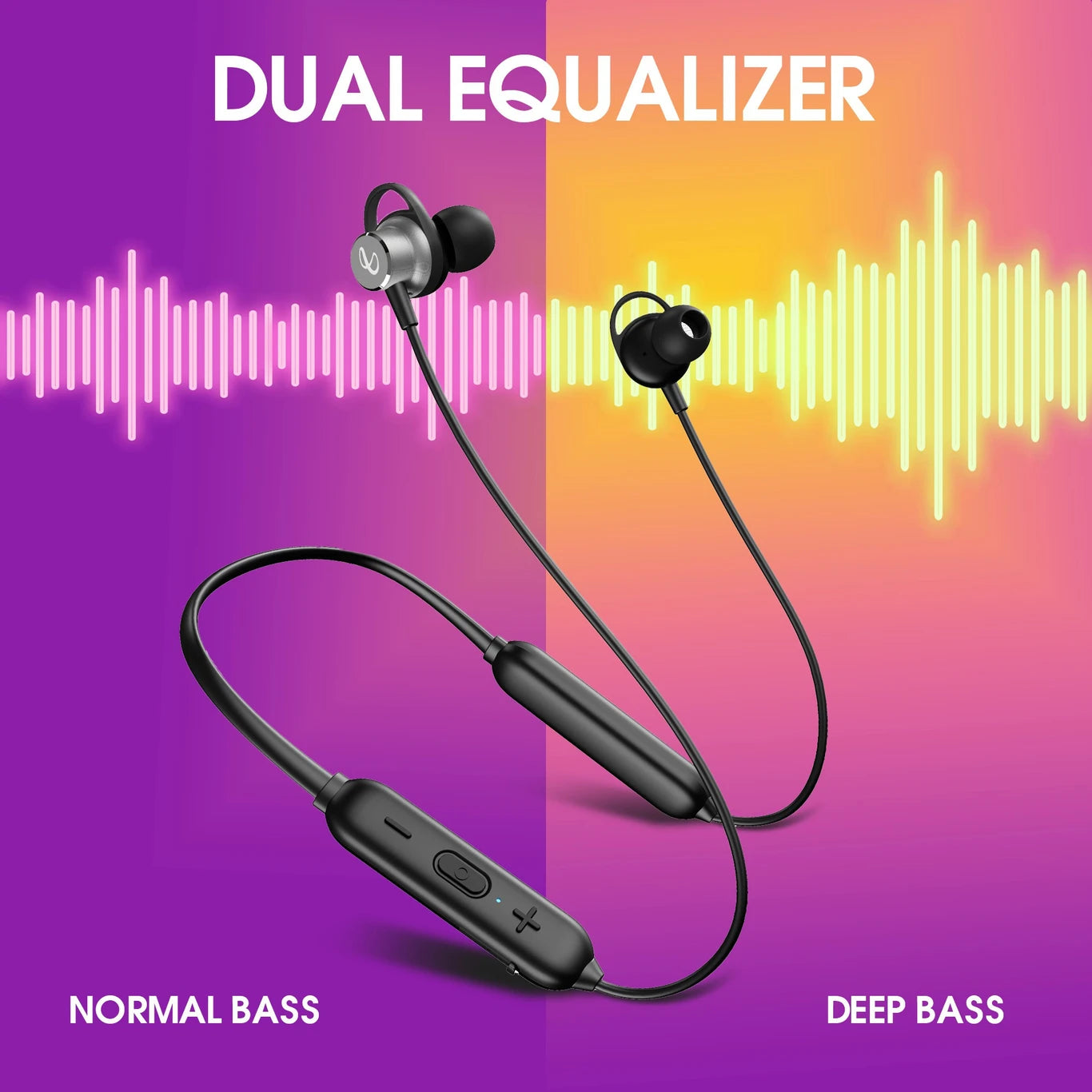 INFINITY Tranz N400 with 36 Hr Playtime, Fast Charge, Deep Bass, Dual EQ, IPX5 Sweatproof Bluetooth Headset (Black, In the Ear)