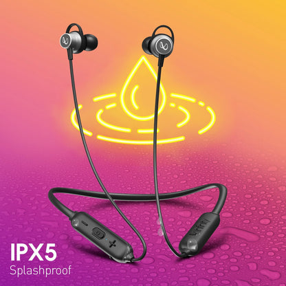 INFINITY Tranz N400 with 36 Hr Playtime, Fast Charge, Deep Bass, Dual EQ, IPX5 Sweatproof Bluetooth Headset (Black, In the Ear)