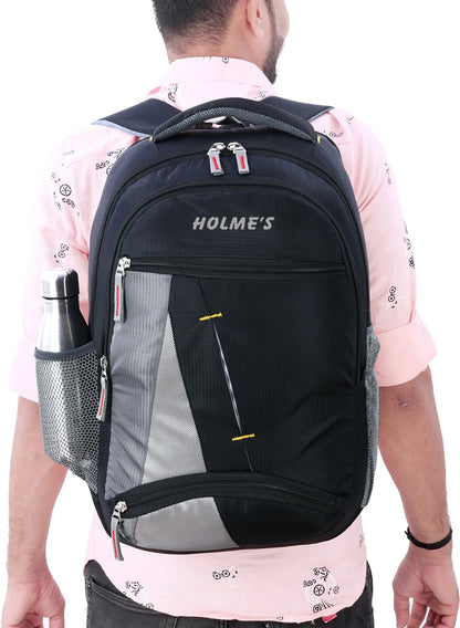 HOLME'S Medium 25 L Laptop Backpack Laptop Backpack School Bag/College Bag For Unisex (Grey, Black)