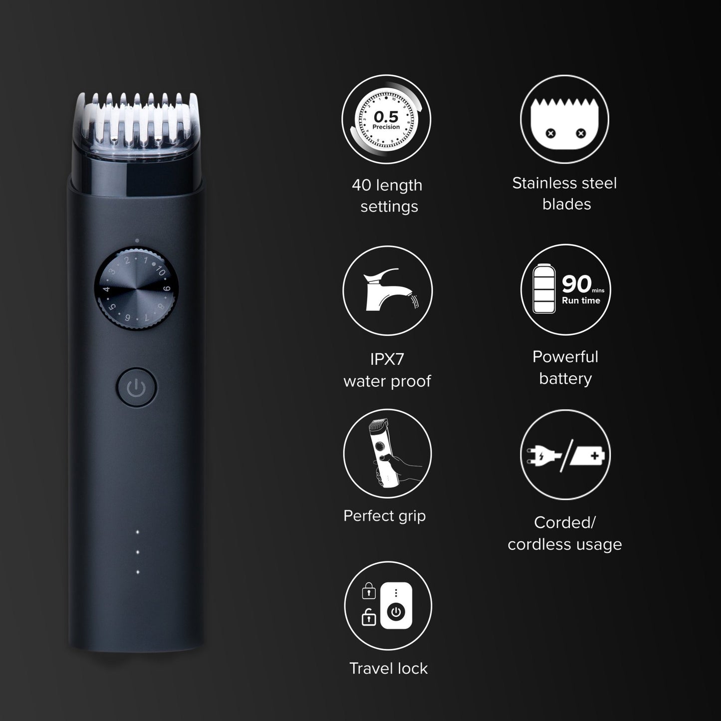 Mi XXQ01HM Trimmer 90 min Runtime 40 Length Settings  (Black)