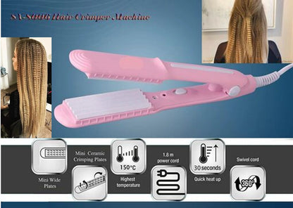 NVA -SX-8006 Smooth Stylish Hair Styling Kit Electric Corded Hair Straightener Crimper ForAll Hair Styler (Pink)