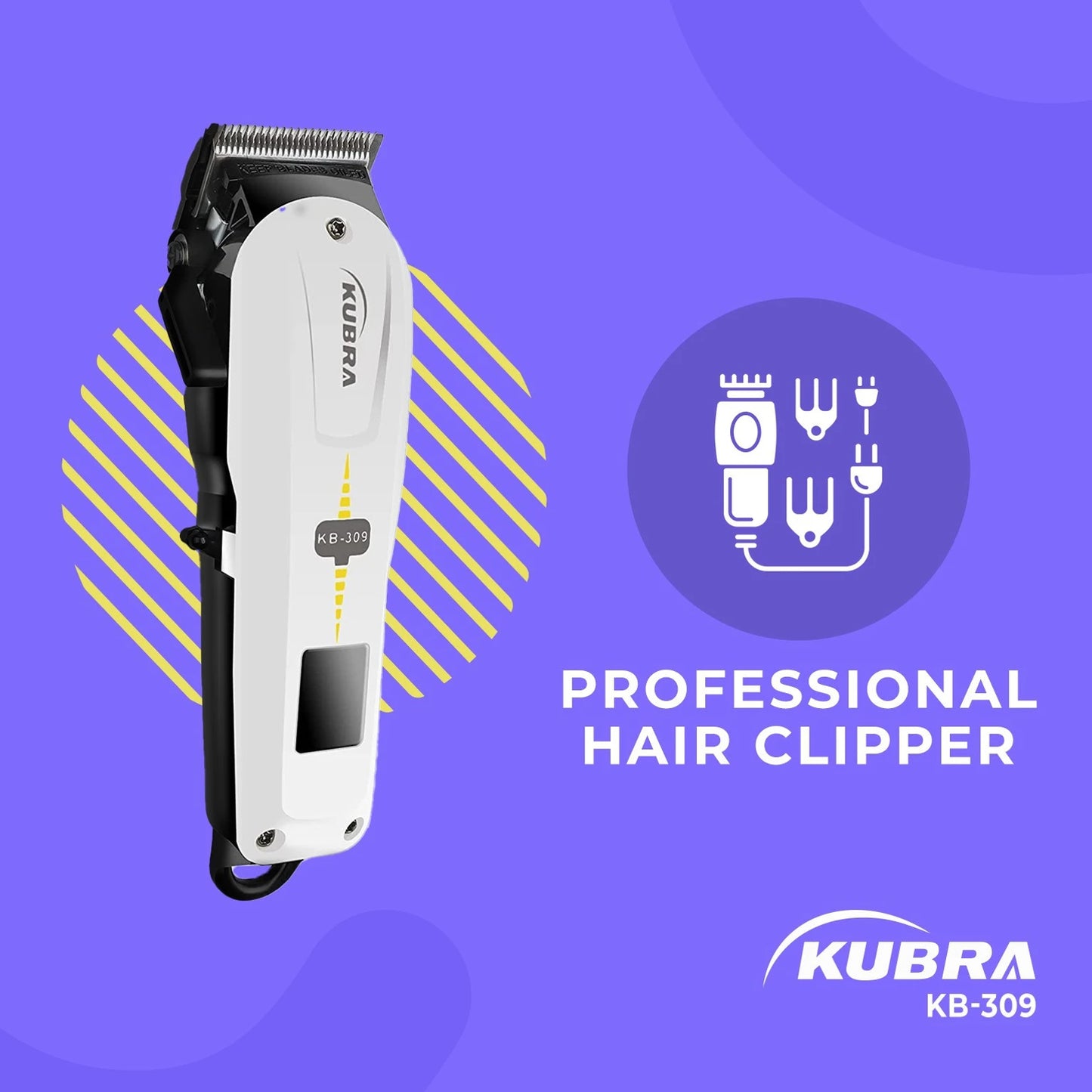 KUBRA KB-309 Professional Hair Clipper Trimmer 150 min  Runtime 4 Length Settings