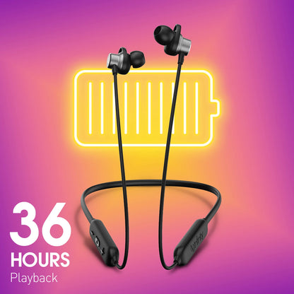 INFINITY Tranz N400 with 36 Hr Playtime, Fast Charge, Deep Bass, Dual EQ, IPX5 Sweatproof Bluetooth Headset (Black, In the Ear)