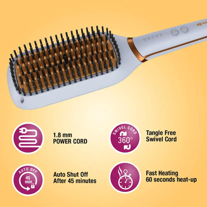 HAVELLS HS6000 Keratin Infused Hair Straightening Brush with Temperature Control Hair Straightener Brush  (Grey)