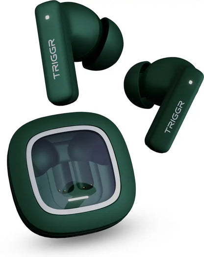 TRIGGR Apex S1 Truly Wireless in Ear Earbuds with 100H Playtime, 50ms Ultra-Low Latency, Dual Pairing, Quad Mic ENC, Rapid Pair, Premium Rubber Finish Grip, Earbuds TWS