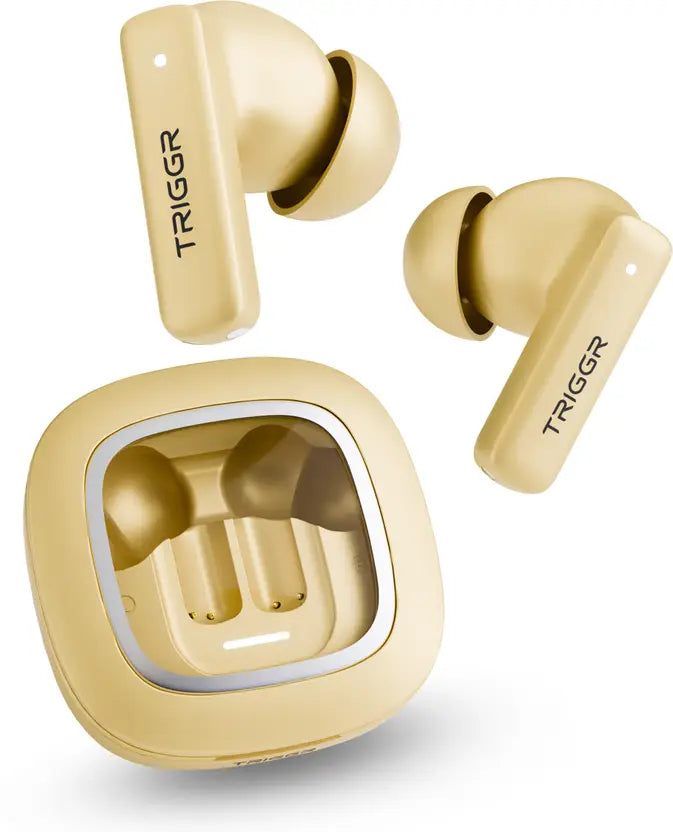 TRIGGR Apex S1 Truly Wireless in Ear Earbuds with 100H Playtime, 50ms Ultra-Low Latency, Dual Pairing, Quad Mic ENC, Rapid Pair, Premium Rubber Finish Grip, Earbuds TWS