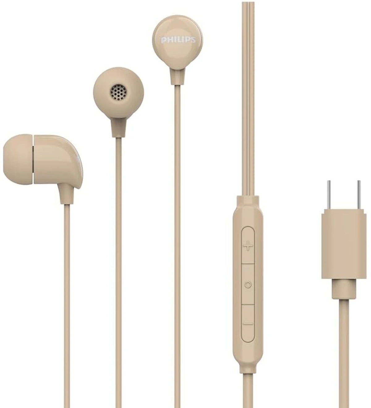 Philips Audio TAE1159BK/00 in-Ear Wired Earphones with C-Type Jack, 10mm Drivers, Inline Mic, Powerful Bass and Clear Sound, Tangle Free 1.2m Cable and 3 x Inter Changeable Ear Tips (Black)