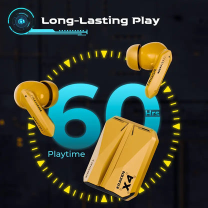 TRIGGR Kraken X4 with 13mm Drivers, 40ms Latency, ENC, 60H Battery, Rubber Finish, v5.4 Bluetooth