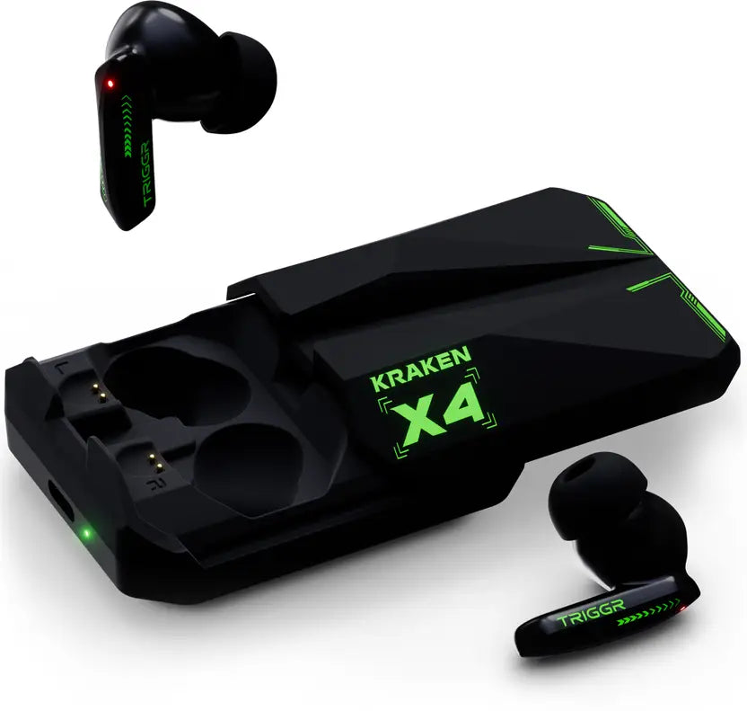 TRIGGR Kraken X4 with 13mm Drivers, 40ms Latency, ENC, 60H Battery, Rubber Finish, v5.4 Bluetooth