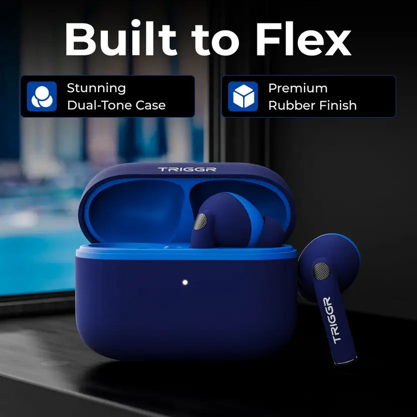 TRIGGR Ultrabuds N4 with Premium Finish, Rubber Grip Design, 40H Battery, 13 mm Drivers Bluetooth