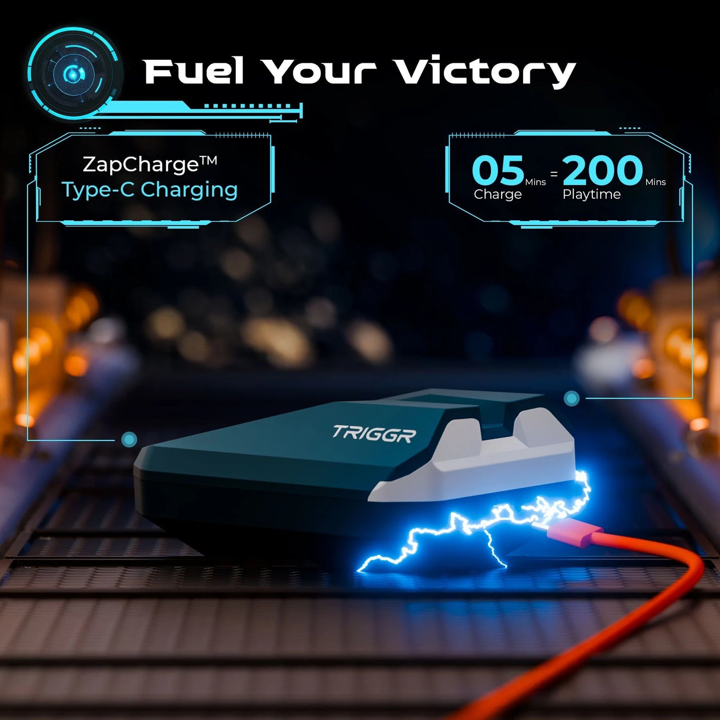 TRIGGR Kraken X4 with 13mm Drivers, 40ms Latency, ENC, 60H Battery, Rubber Finish, v5.4 Bluetooth Gaming Headset (Azure Blue, True Wireless
