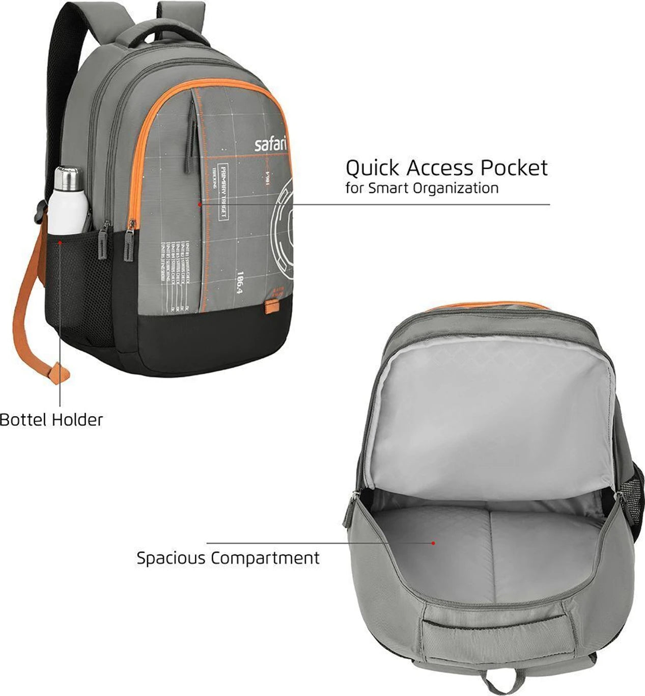 SAFARI Large 37 L Backpack LUMOS (Grey)