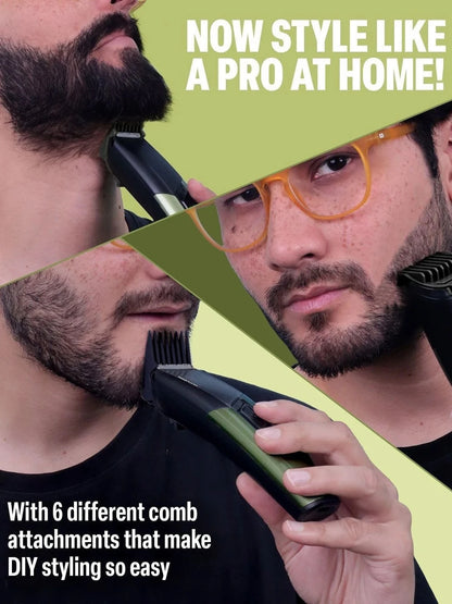 Bombay Shaving Company Power Play NXT Trimmer, 9 Weeks of trimming, 90 mins run time with Type C, 6 comb attachments, Self sharpening blades | Trimmer for Men