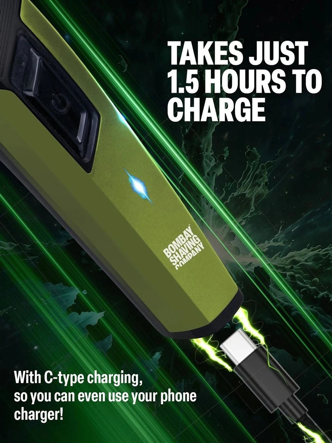 Bombay Shaving Company Power Play NXT Trimmer, 9 Weeks of trimming, 90 mins run time with Type C, 6 comb attachments, Self sharpening blades | Trimmer for Men