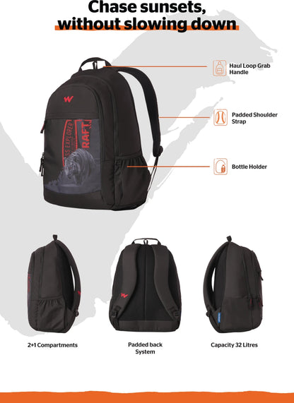 Wildcraft Large 32 L Laptop Backpack Roarer_LPBP_32L_Black (Black)