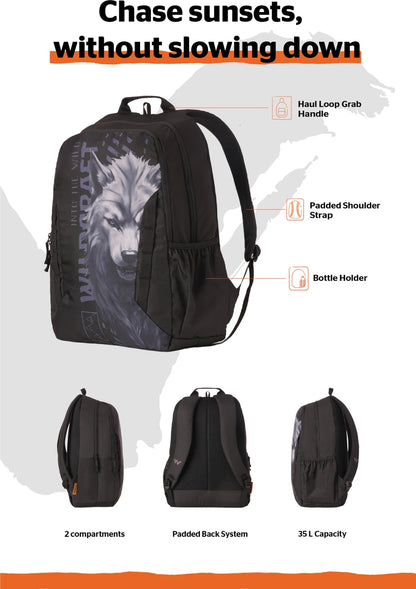 Wildcraft Large 35 L Laptop Backpack Howler_LPBP_35L_Black (Black)