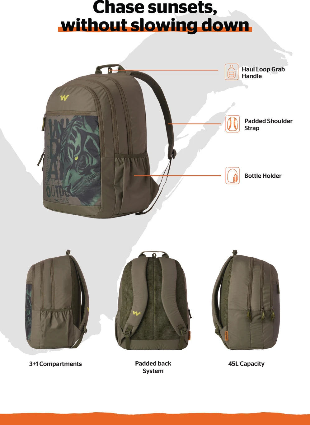 Wildcraft Large 45 L Laptop Backpack Howler_LPBP_45L Pro_Olive (Green)