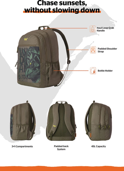 Wildcraft Large 45 L Laptop Backpack Howler_LPBP_45L Pro_Olive (Green)
