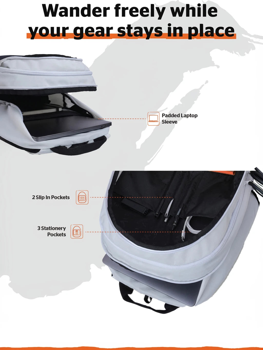 Wildcraft Large 45 L Laptop Backpack Roarer_LPBP_45L Pro_White (White)