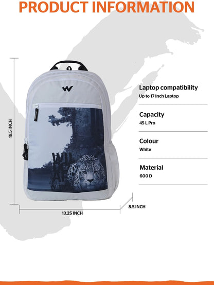 Wildcraft Large 45 L Laptop Backpack Roarer_LPBP_45L Pro_White (White)