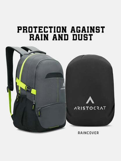 ARISTOCRAT Large 32 L Laptop Backpack Charge With Multiple Utility Pockets & Rain Cover (Grey)