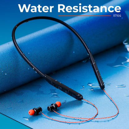 TRIGGR Bassplugs 100 Neckband, Dedicated Switch, 40H Battery, Dual Pairing, Fast Charge Bluetooth Headset (Orange, In the Ear)