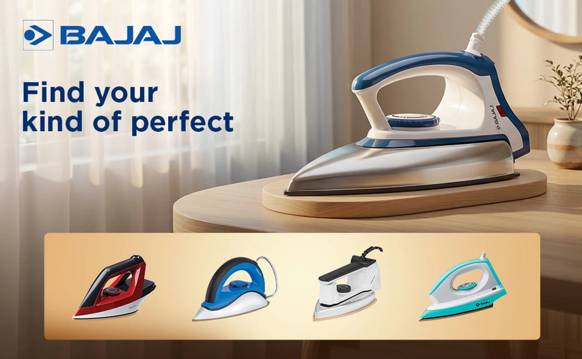 Bajaj Majesty DX-11 1000W Dry Iron with Advance Soleplate and Anti-bacterial German Coating Technology, White and Blue