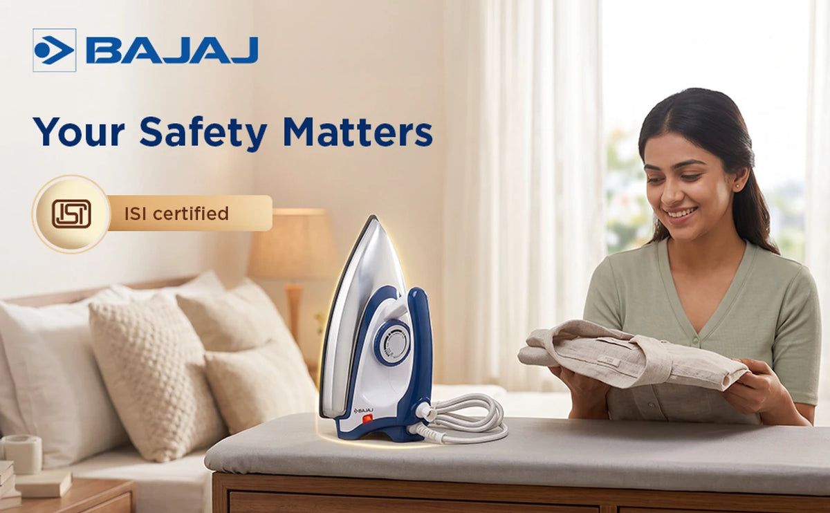 Bajaj Majesty DX-11 1000W Dry Iron with Advance Soleplate and Anti-bacterial German Coating Technology, White and Blue