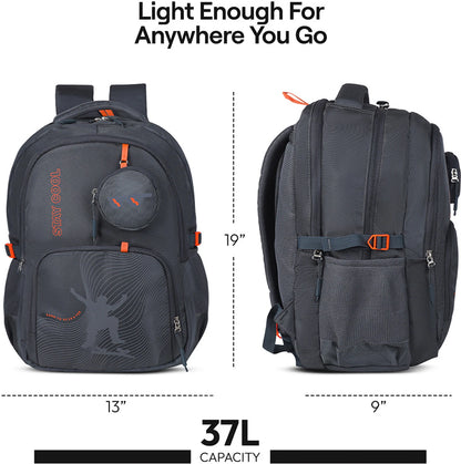 Priority Large 35 L Backpack 19 inch Classic College with Rain Cover for Unisex (Grey)