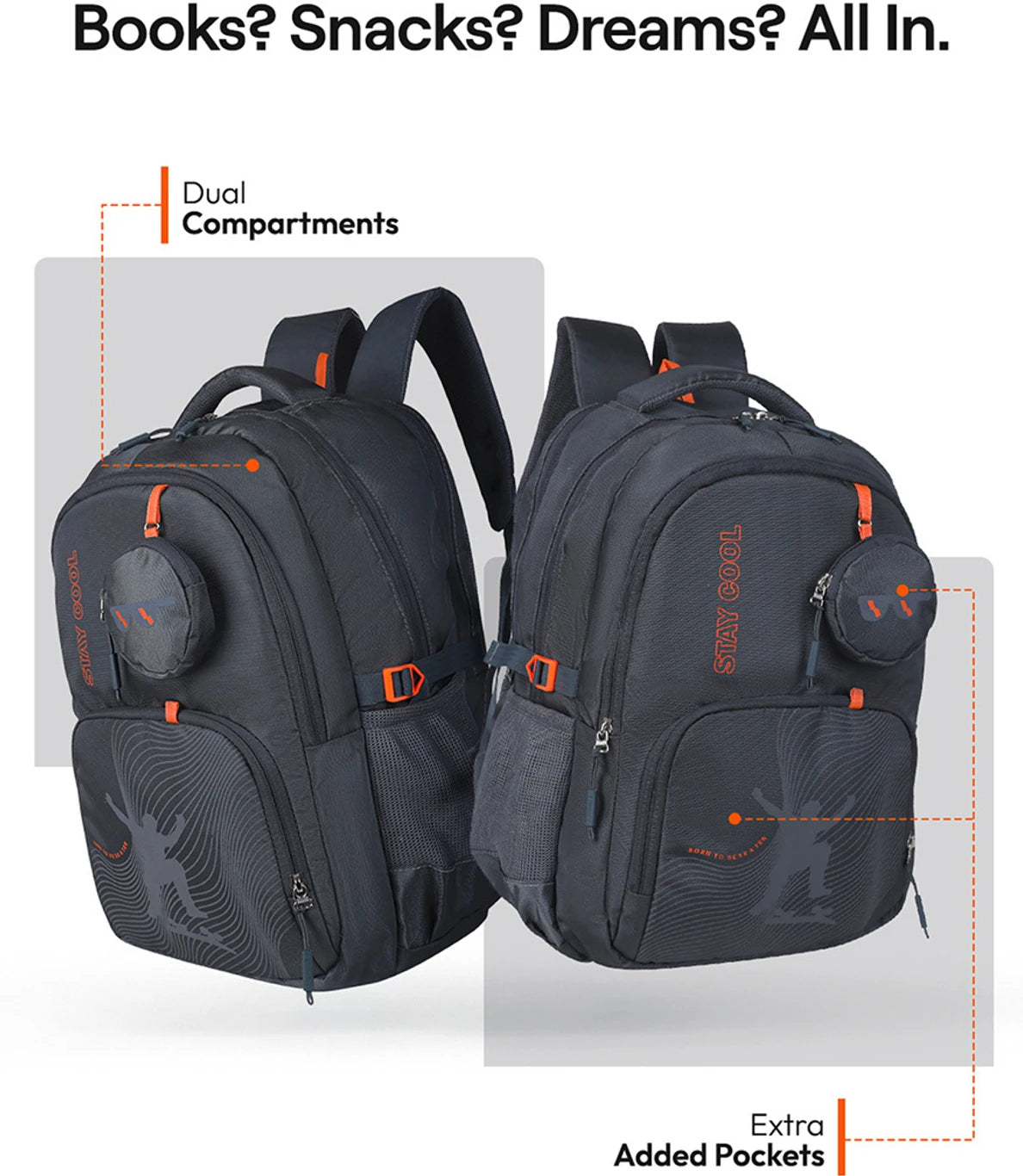 Priority Large 35 L Backpack 19 inch Classic College with Rain Cover for Unisex (Grey)