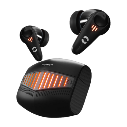HOPPUP Predator Xo7 Gaming Earbuds with 35MS Low Latency, 13MM Drivers & Quad Mic ENC Bluetooth Headset (Blue, Gold, True Wireless)