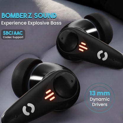 HOPPUP Predator Xo7 Gaming Earbuds with 35MS Low Latency, 13MM Drivers & Quad Mic ENC Bluetooth Headset (Blue, Gold, True Wireless)