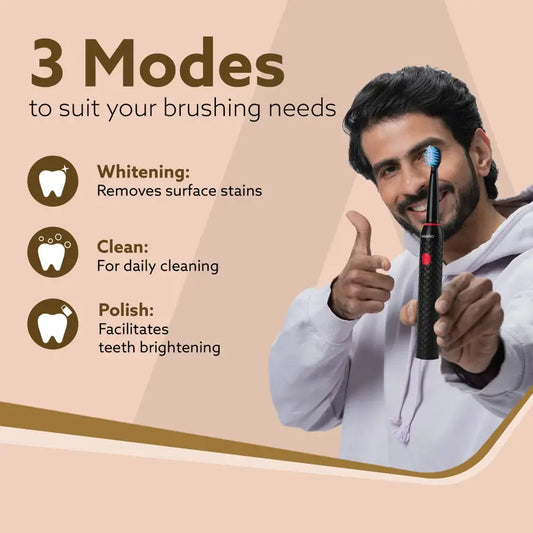 AGARO Royal Sonic Electric Toothbrush for Adults with 3 Modes Electric Toothbrush  (Black)