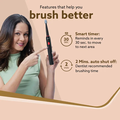 AGARO Royal Sonic Electric Toothbrush for Adults with 3 Modes Electric Toothbrush  (Black)