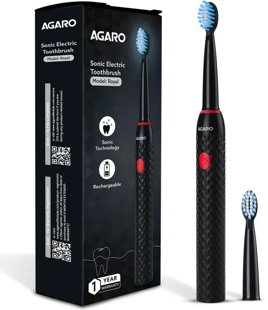 AGARO Royal Sonic Electric Toothbrush for Adults with 3 Modes Electric Toothbrush  (Black)