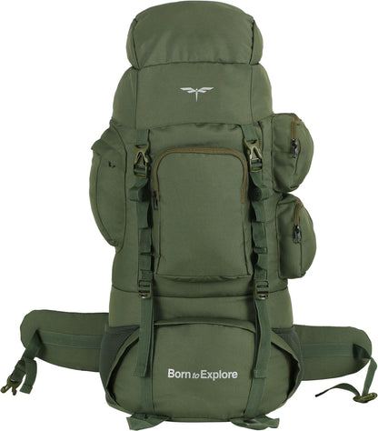 IMPULSE Rucksack bag travel bag for men tourist bag backpack for hiking trekking camping Rucksack  - 75 L (Green, Silver)