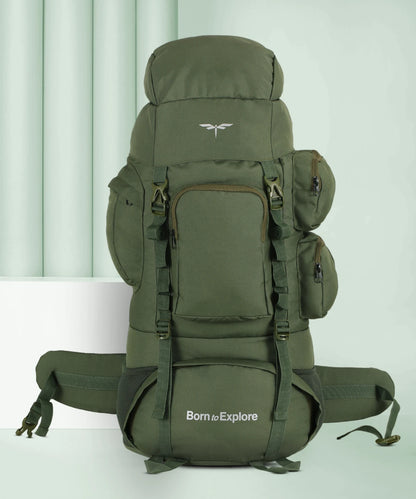 IMPULSE Rucksack bag travel bag for men tourist bag backpack for hiking trekking camping Rucksack  - 75 L (Green, Silver)