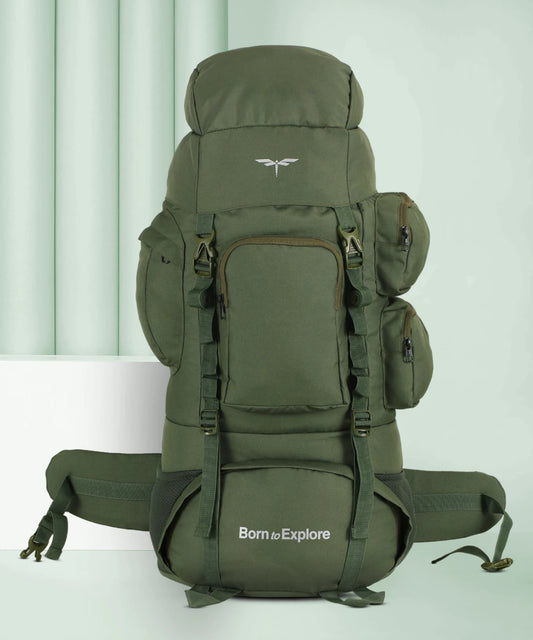IMPULSE Rucksack bag travel bag for men tourist bag backpack for hiking trekking camping Rucksack  - 75 L (Green, Silver)
