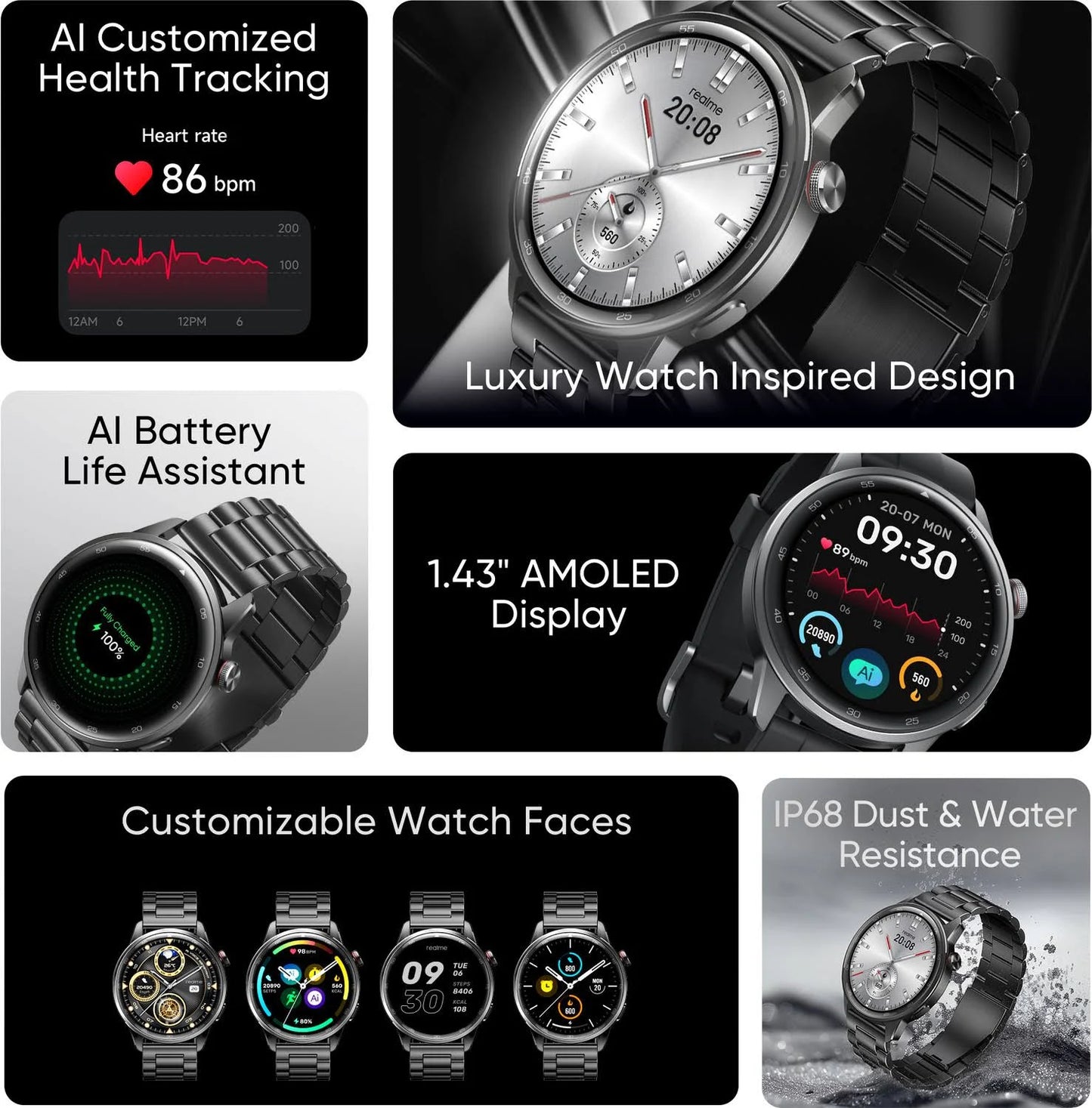 Realme Watch S2, 1.43" AMOLED Display, Super AI Engine & upto 20 days battery Smartwatch