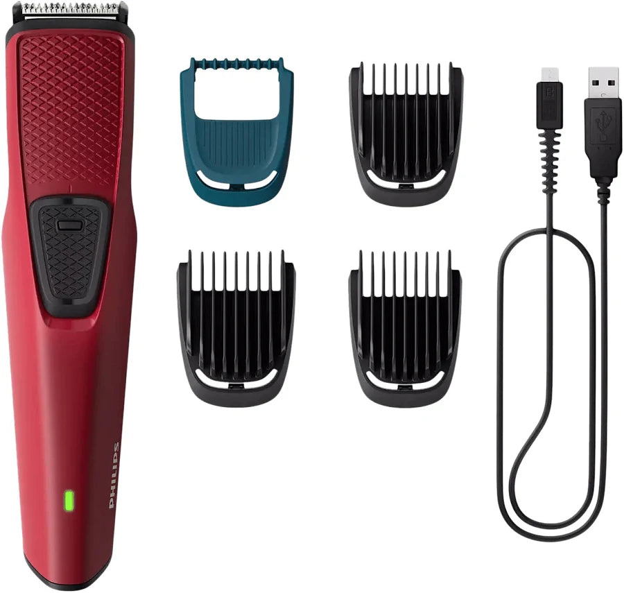 PHILIPS BT1235/18 Trimmer 60 min  Runtime 4 Length Settings (Maroon)
